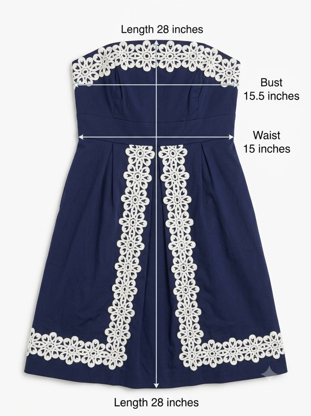 Lilly Pulitzer Betsey Strapless Dress Size 6 Navy Blue White Crochet Lace Trim - Picture 6 of 11